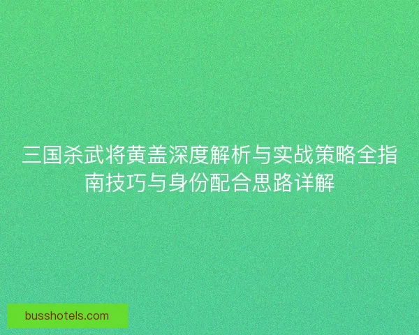 三国杀武将黄盖深度解析与实战策略全指南技巧与身份配合思路详解