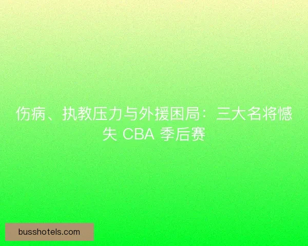 伤病、执教压力与外援困局：三大名将憾失 CBA 季后赛