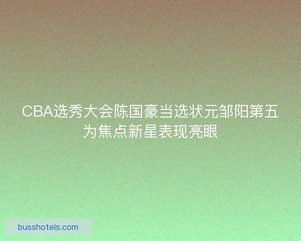 CBA选秀大会陈国豪当选状元邹阳第五为焦点新星表现亮眼