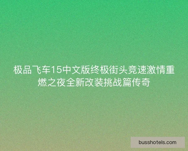 极品飞车15中文版终极街头竞速激情重燃之夜全新改装挑战篇传奇